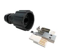 17-200121 CONEC Straight, Cable Mount, Plug- Single Port Type A 2.0 IP67 USB Connector