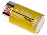 183-5713 RS PRO 3.6V Lithium Thionyl Chloride D Battery
