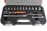 s160af Bahco 16-Piece Imperial 1/4 in Standard Socket Set with Ratchet, 6 point