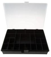 132473 Raaco 21 Cell Black PP Compartment Box, 55mm x 332mm x 254mm