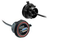 px0843a3 Bulgin Straight, Panel Mount, Socket- Single Port Type Type A 3 IP68 USB Connector