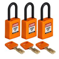 150222 Brady LOTO-101 Key Weatherproof Nylon, Plastic Padlock, Keyed Alike, 6.35mm Shackle, 38.00mm Body