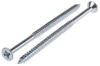 521-282 RS PRO Pozidriv Countersunk Steel Wood Screw, Bright Zinc Plated, No. 12 Thread, 4in Length