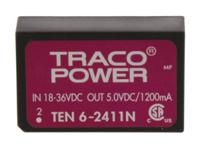 ten-6-2411n TRACOPOWER TEN 6N DC-DC Converter, 5V dc/ 1.2A Output, 18 → 36 V dc Input, 6W, Through Hole, +85°C Max Temp