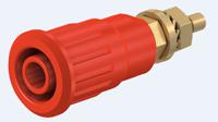 233140-22 Staubli Red Female Banana Socket, 4 mm Connector, Press Fit Termination, 24A, 1000V, Gold Plating