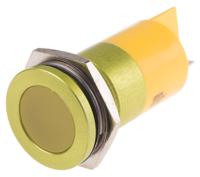 898-7769 RS PRO Yellow Panel Mount Indicator, 220V ac, 22mm Mounting Hole Size, Faston, Solder Lug Termination, IP67