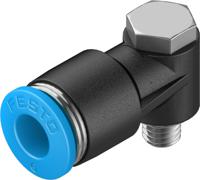 qslv-m5-6 Festo QS Series Elbow Threaded Adaptor, M5 Male to Push In 6 mm, Threaded-to-Tube Connection Style, 190666
