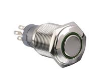 mp00451e1rd012s Arcolectric (Bulgin) Ltd Illuminated Push Button Switch, Latching, Panel Mount, 16.2mm Cutout, DPDT, Red LED, 250V ac,