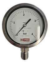 152-304 RS PRO BSP 1/2in Analogue Pressure Gauge 4bar Bottom Entry 100mm Outside Diameter