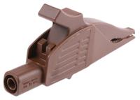 669575-27 Staubli Crocodile Clip 4 mm Connection, Brass Contact, 32A, Brown