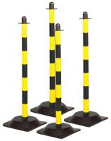 post-rubber-base-yellblk-pk-4 Brady Black & Yellow PE Barrier Post