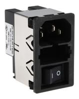 kmf1119111 Schurter 10A, 250 V ac Male Snap-In Filtered IEC Connector 2 Pole KMF1.1191.11, Solder 2 Fuse
