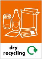 286-117 RS PRO Vinyl Adhesive Orange, White Safe Conditions Sign, Dry Recycling, English
