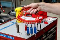 safety-lock-tag-carrier-red Brady Red 12-Lock Fibreglass Reinforced Nylon Padlock & Key Racks & Carriers