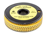 812-0834 RS PRO Slide On Cable Markers, Black on Yellow, Pre-printed "B", 3 → 4.2mm Cable