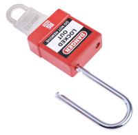 175-1180 RS PRO Red 1-Lock ABS, Steel Safety Lockout Padlocks, 5mm Shackle, 46mm Attachment
