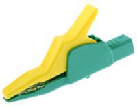 972405188 Hirschmann Test & Measurement Crocodile Clip 4 mm Connection, Brass Contact, 32A, Green/Yellow