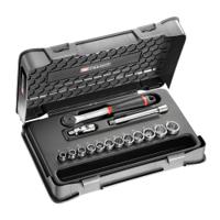 j161-1p12 Facom 15-Piece Metric 3/8 in Standard Socket Set with Ratchet, 12 point