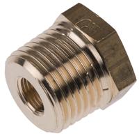 0163-21-10 Legris Brass Pipe Fitting, Straight Threaded Reducer, Male R 1/2in to Female G 1/8in
