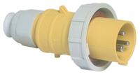 21237 Bals IP67 Yellow Cable Mount 2P + E Industrial Power Plug, Rated At 16A, 110 V
