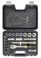 t4662 CK 24-Piece Metric 1/2 in Deep Socket/Standard Socket Set with Ratchet, 12 point