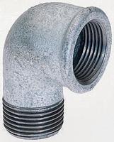 770092206 Georg Fischer Galvanised Malleable Iron Fitting, 90° Elbow, Male BSPT 1in to Female BSPP 1in