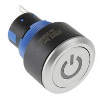 175-8990 RS PRO Illuminated Push Button Switch, Panel Mount, 22.2mm Cutout, SPDT, 250V ac, IP65