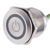 823-2725 RS PRO Capacitive Switch Momentary NO,Illuminated, Green, Red, IP68 Brass