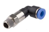 916-0779 RS PRO Elbow Threaded Adaptor, R 1/8 Male to Push In 6 mm, Threaded-to-Tube Connection Style