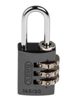 14520-titanium ABUS 145/20 Combination Weatherproof Aluminium, Steel Safety Padlock, 3mm Shackle, 20mm Body