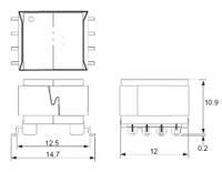pt6sm OEP Surface Mount Pulse Transformer 1:1:1 Turns Ratio, 3mH Prim. Inductance, 0.65Ω Prim. Resistance