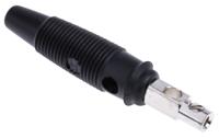 930058100 Hirschmann Test & Measurement Black Male Banana Plug, 4 mm Connector, Screw Termination, 16A, 60V dc, Nickel Plating