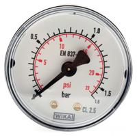 7833586 WIKA Analogue Pressure Gauge 1.6bar Back Entry 50mm Outside Diameter