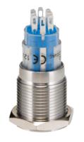 mp00451d2bl012 Bulgin Illuminated Push Button Switch, Momentary, Panel Mount, 16.2mm Cutout, DPDT, Blue LED