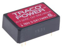 ten-3-2411win TRACOPOWER TEN 3WIN DC-DC Converter, 5V dc/ 600mA Output, 9 → 36 V dc Input, 3W, Through Hole, +85°C Max Temp