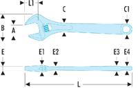 113as6c Facom Adjustable Spanner, 160 mm Overall, 33mm Jaw Capacity, Metal Handle