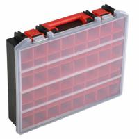 136-8907 RS PRO 48 Cell Black, Red Polypropylene Compartment Box, 91mm x 416mm x 336mm