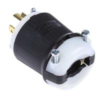 hbl2421 Hubbell USA Mains Plug, 20A Black, Cable Mount Nylon Screw, 250 V