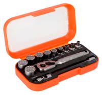 s13mc105 Bahco 13-Piece Metric 1/4 Bit Socket Set with Ratchet, Square