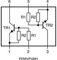 pimh9115 Nexperia PIMH9,115 Dual NPN Digital Transistor, 100 mA, 50 V, 6-Pin SOT-457 (SC-74)