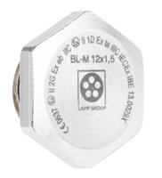 52103103 Lapp Blanking Plug, M12, Nickel Plated Brass, 17.8mm Diameter, Threaded