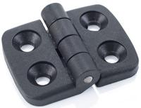 188-881 RS PRO Matt Thermoplastic Back Flap Hinge with a Fixed Pin, Screw Fixing, 39mm x 30mm x 9mm