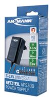 5111233 Ansmann 3.6W Plug-In AC/DC Adapter 3V dc Output, 300 → 600mA Output