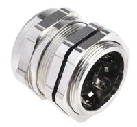 835-4128 RS PRO Metallic Nickel Plated Brass Cable Gland, M40 Thread, 21mm min., 30mm max., IP68