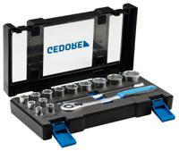 19dmu-20 Gedore 15-Piece Metric 1/2 in Standard Socket Set with Ratchet, 6 point