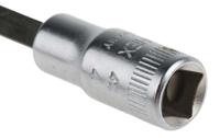 01050004 STAHLWILLE 1/4 in Drive Bit Socket, Hex Bit, 4mm, 55 mm Overall Length