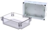 pcm-150100-t-enclosure Fibox Grey Polycarbonate Enclosure, IP66, IP67, Clear Lid, 180 x 130 x 100mm