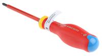 atd1x100ve Facom Pozidriv Insulated Screwdriver, PZ1 Tip, 100 mm Blade, VDE/1000V, 209 mm Overall