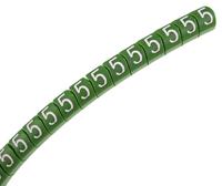 901-10310 HellermannTyton Helagrip Slide On Cable Markers, White on Green, Pre-printed "5", 4 → 9mm Cable,