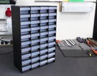 877-6812 RS PRO 40 Drawer Unit, Plastic, 420mm x 270mm x 130mm, Black